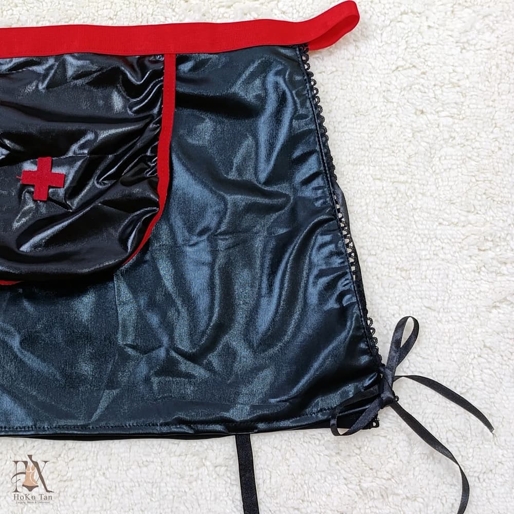 کاستوم پرستاری چرم مشکی براق کد 42 — تصویر ۵