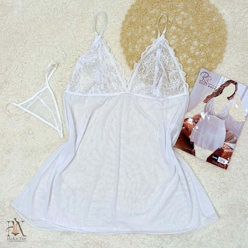 لباس خواب زنانه سایز بزرگ سفید Roxy Rose کد 43 — تصویر ۴