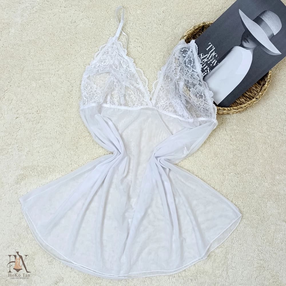 لباس خواب زنانه سایز بزرگ سفید Roxy Rose کد 43