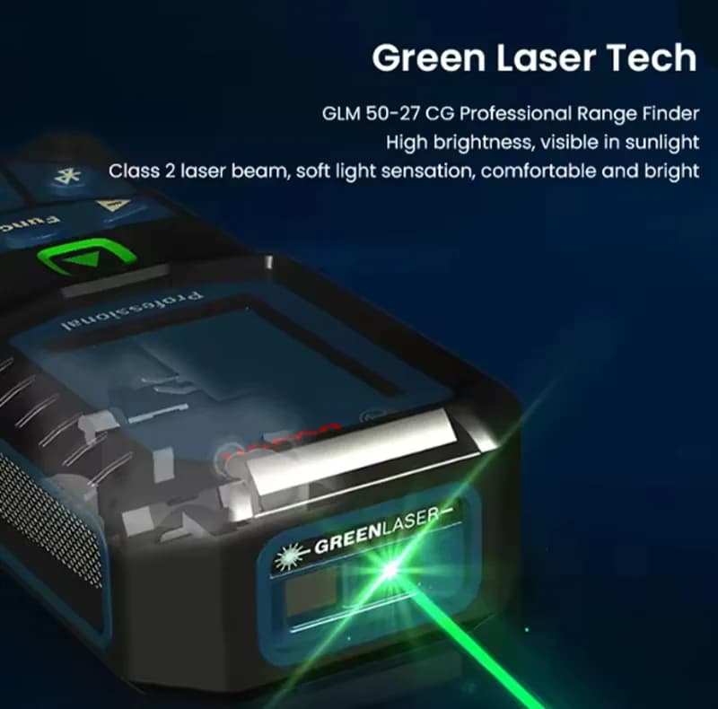 متر لیزری بوش مدل GLM 50-27 CG Professional Extra Green Glass برد 50 متر — تصویر ۶