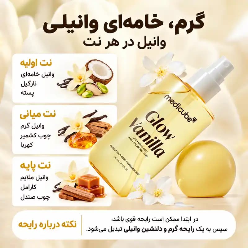 میست عطری مو و بدن مدیکیوب MEDICUBE GLOW VANILLA HAIR BODY FRAGRANCE MIST اصل — تصویر ۳