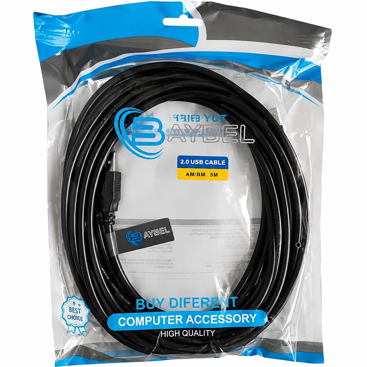 کابل پرینتر 5 متری بایبل مدل USB 2.0
