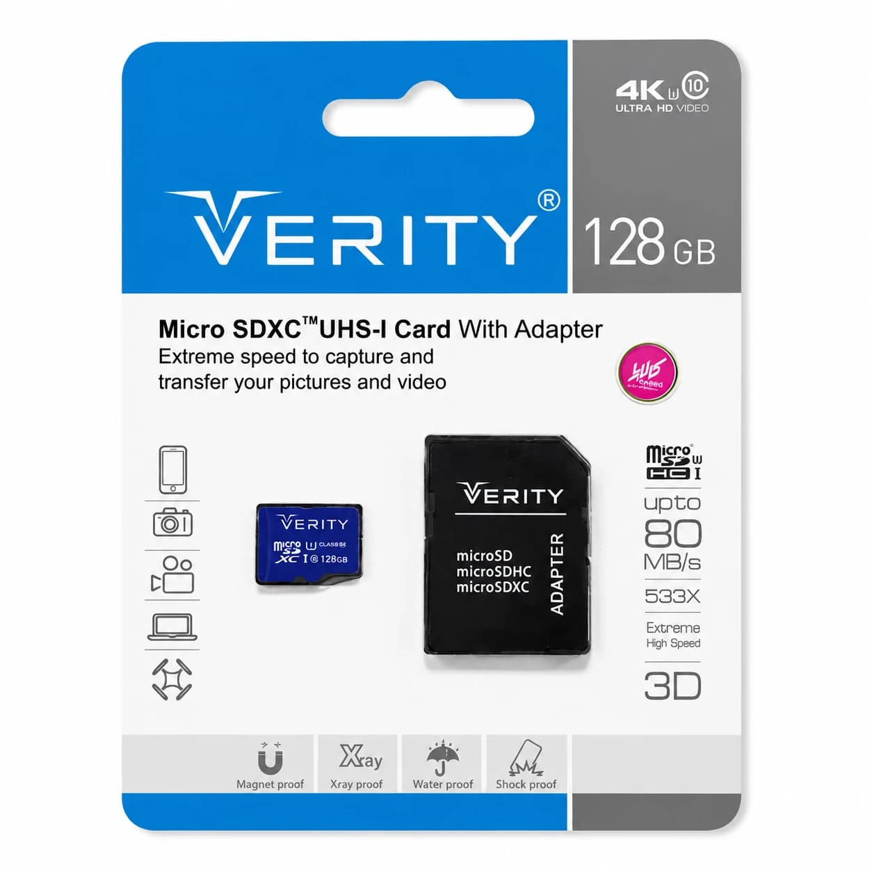 کارت حافظه 128 گیگابایت وریتی مدل 4K کلاس 10 Verity