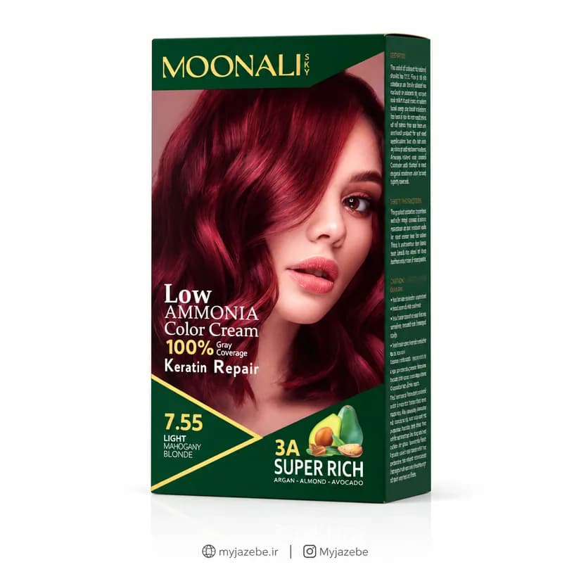 کیت رنگ مو MOONALI مونالی 7.55 بلوند ماهگونی روشن