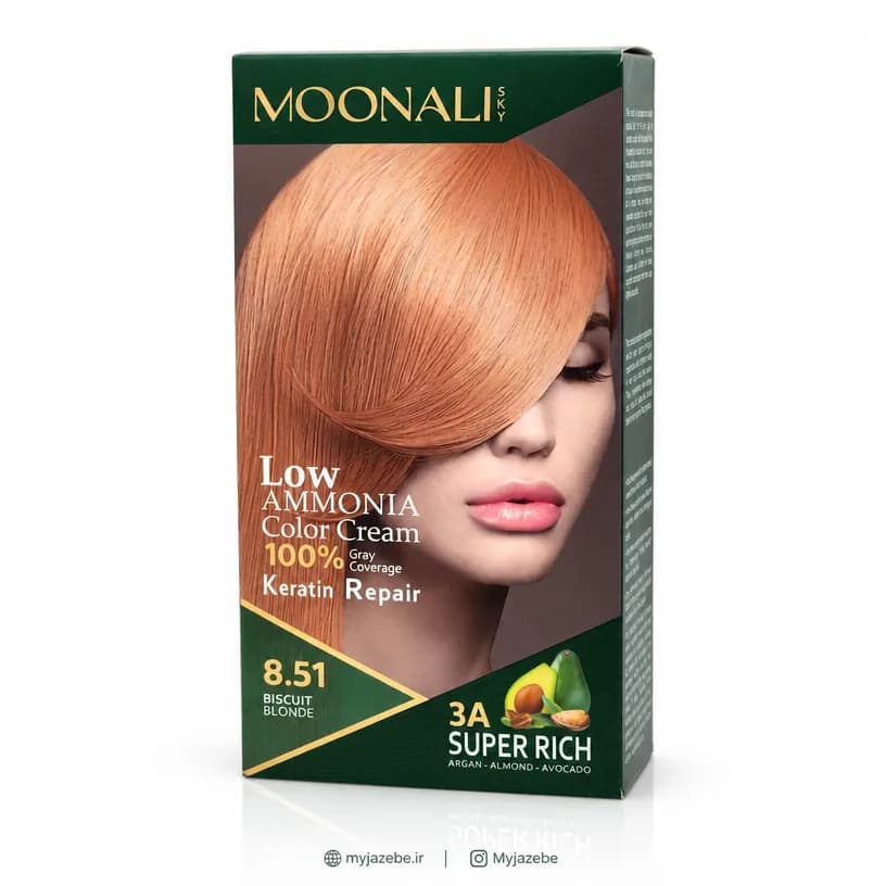 کیت رنگ مو MOONALI مونالی 8.51 بلوند بیسکویتی