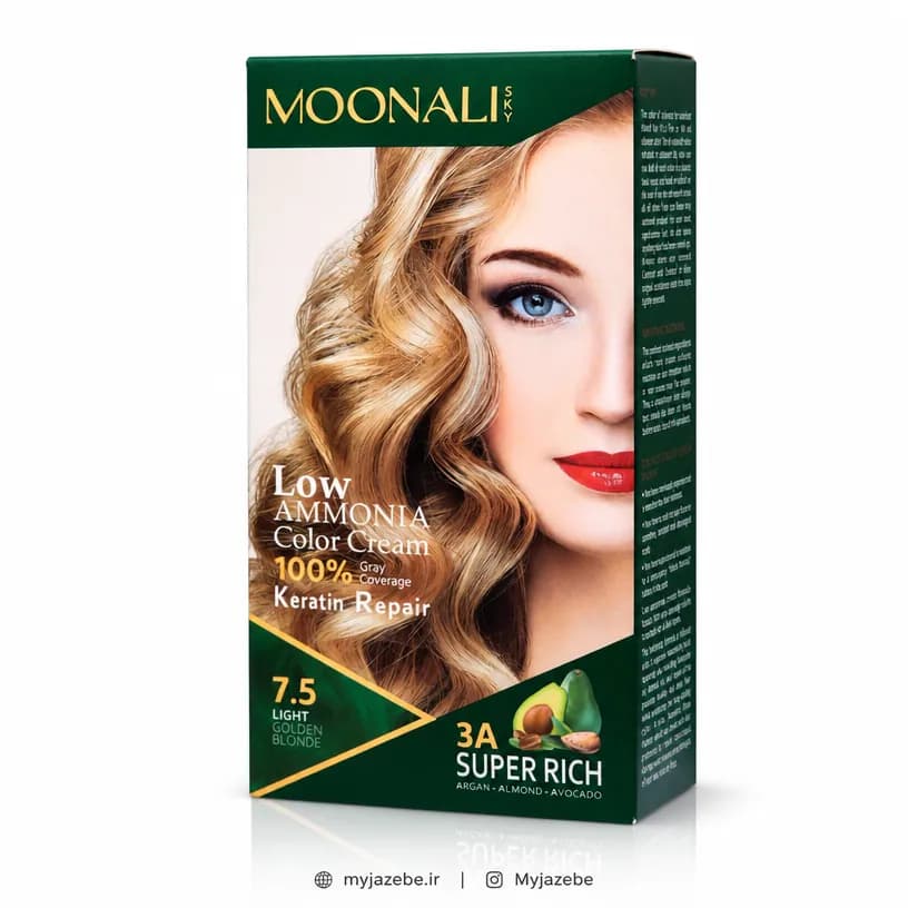 کیت رنگ مو MOONALI مونالی 7.5 بلوند طلایی روشن