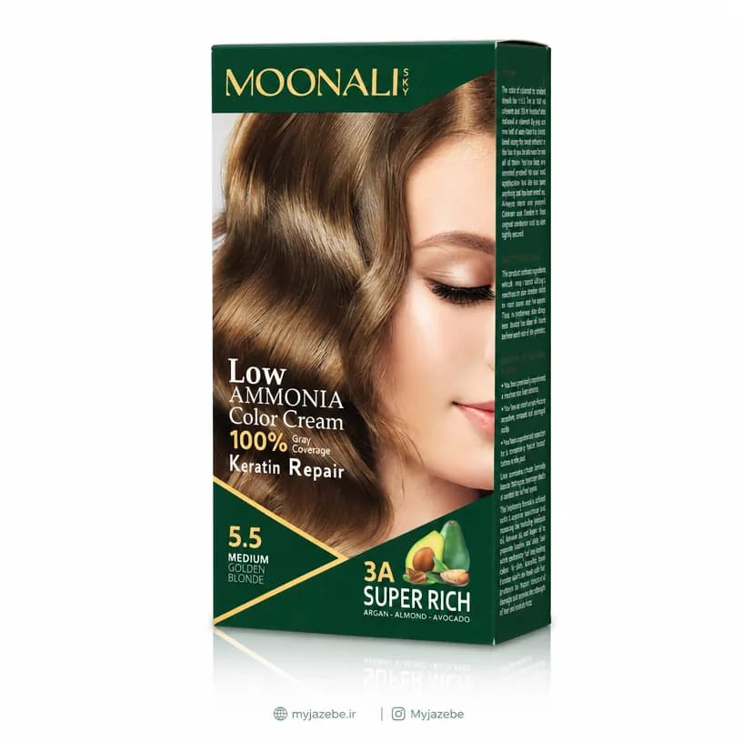 کیت رنگ مو MOONALI مونالی 5.5 بلوند طلایی متوسط