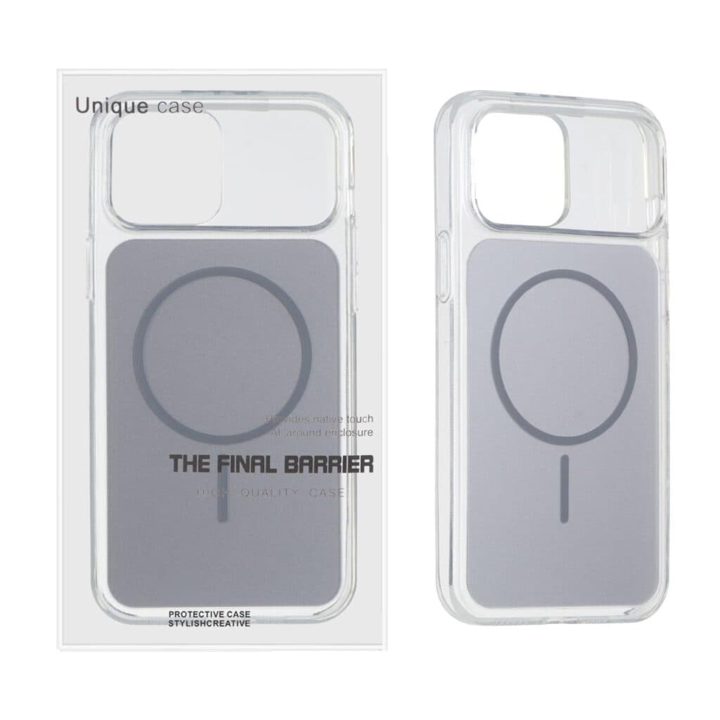 قاب اورجینال Unique Case مستطیلی MagSafe لنز شفاف ژله ای Apple iPhone 13 Pro Max – نقره ای (پک دار) — تصویر ۲