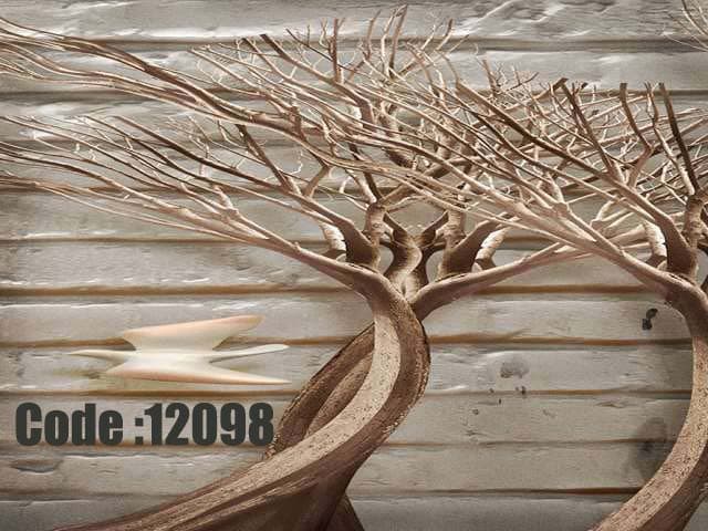 پوستر دیواری سهبعدی طرح درختان انتزاعی و پرواز آرام