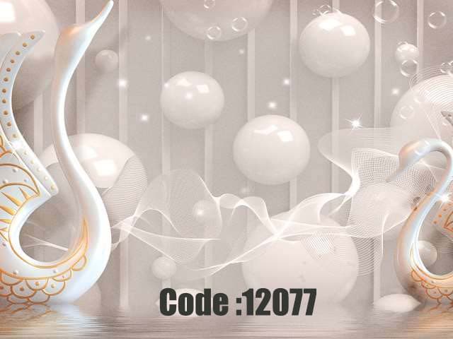 پوستر دیواری سهبعدی طرح قوهای عاشق در دنیای مروارید