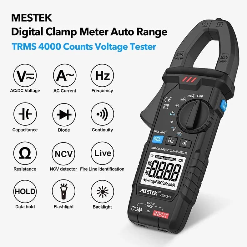 مولتی متر کلمپی دیجیتال مستک مدل MESTEK CM83A Plus — تصویر ۳