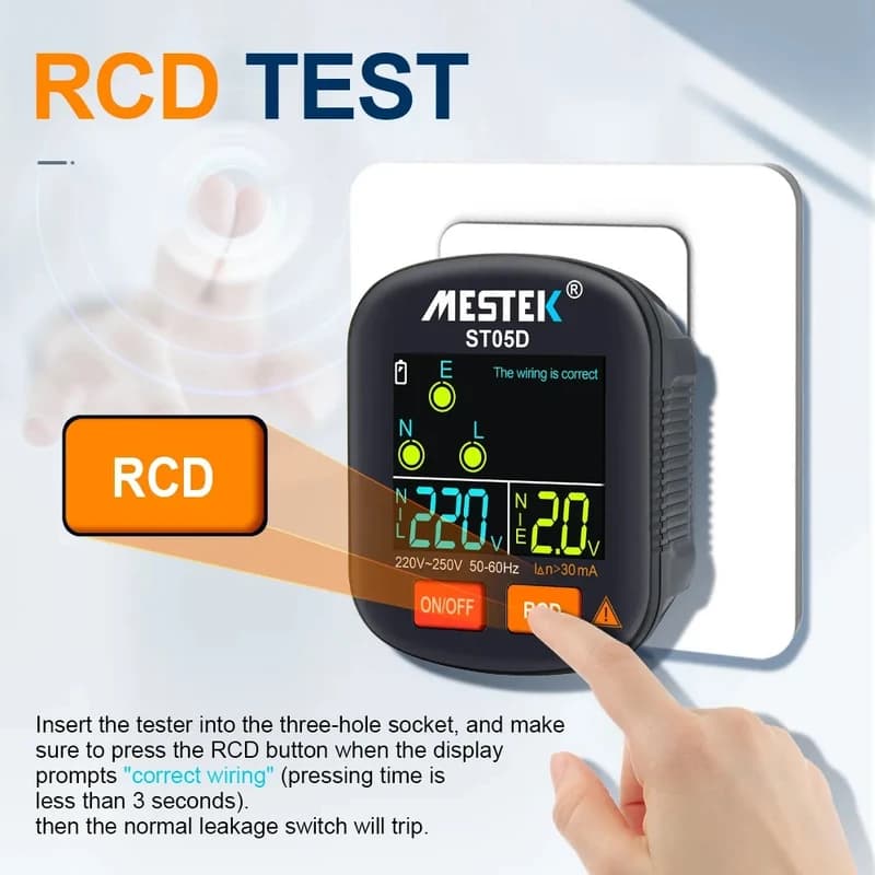 ارت سنج و تستر سوکت هوشمند مستک مدل MESTEK ST05D — تصویر ۴
