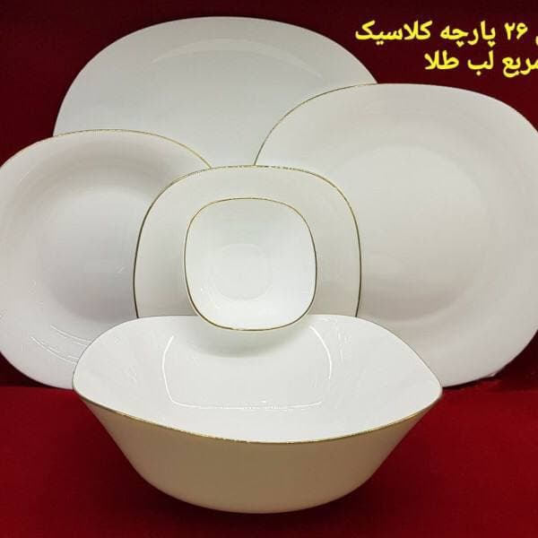 سرویس آرکوپال 26 پارچه لب طلا مربعی گلدن اوپال — تصویر ۵