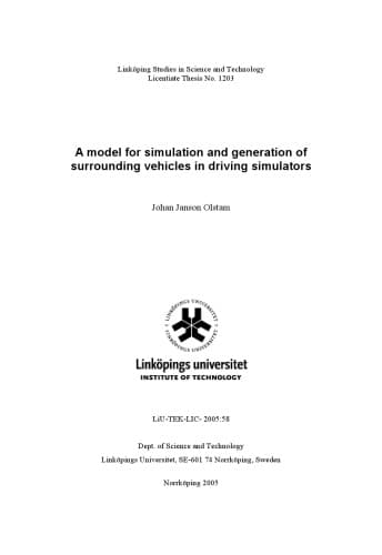 کتاب A model for simulation and generation of surrounding vehicles in driving simulators نسخه کامل