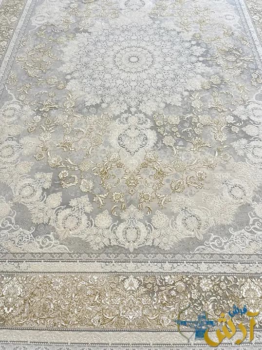 فرش طلاکوب گل برجسته نقره ای 1500 شانه صبا — تصویر ۳