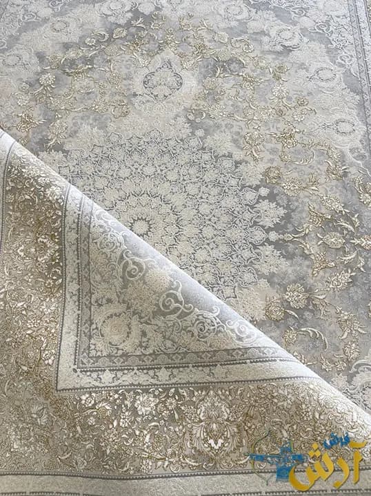 فرش طلاکوب گل برجسته نقره ای 1500 شانه صبا — تصویر ۵