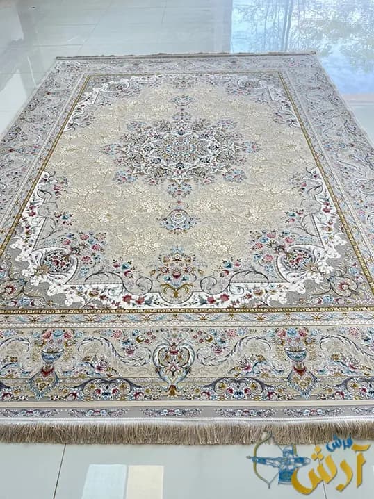 فرش کرم طلایی 1500 شانه طرح بهار
