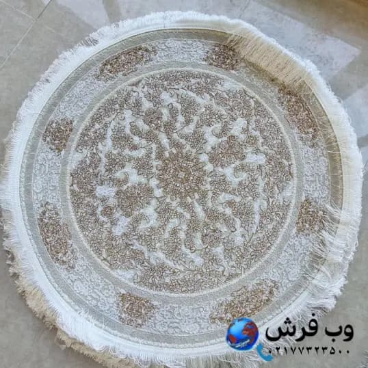فرش گرد 1200 شانه طرح آیدا کرم