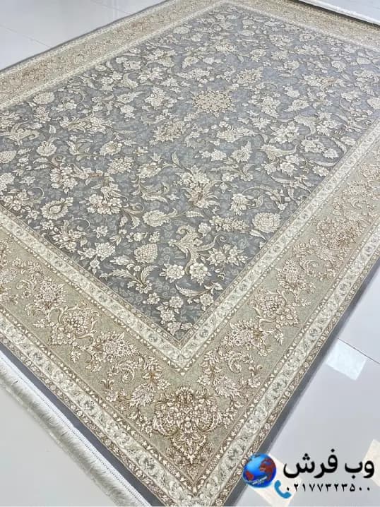 فرش کاشان طرح افشان گل رز رنگ فیلی 1200 شانه — تصویر ۲