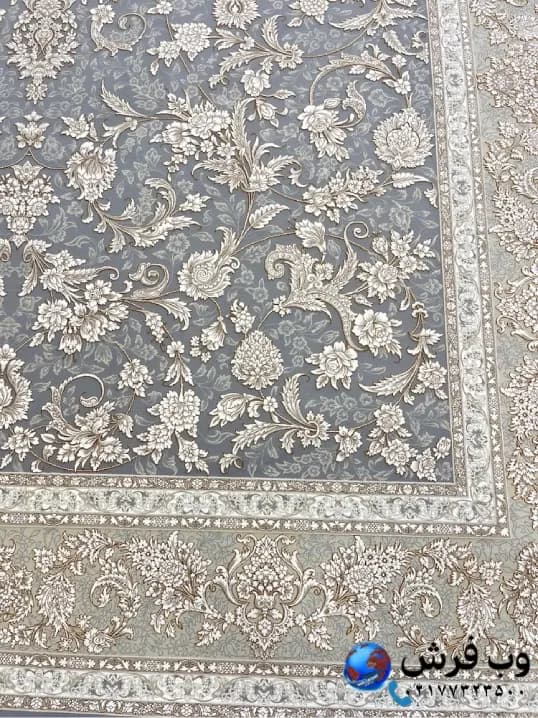 فرش کاشان طرح افشان گل رز رنگ فیلی 1200 شانه — تصویر ۳