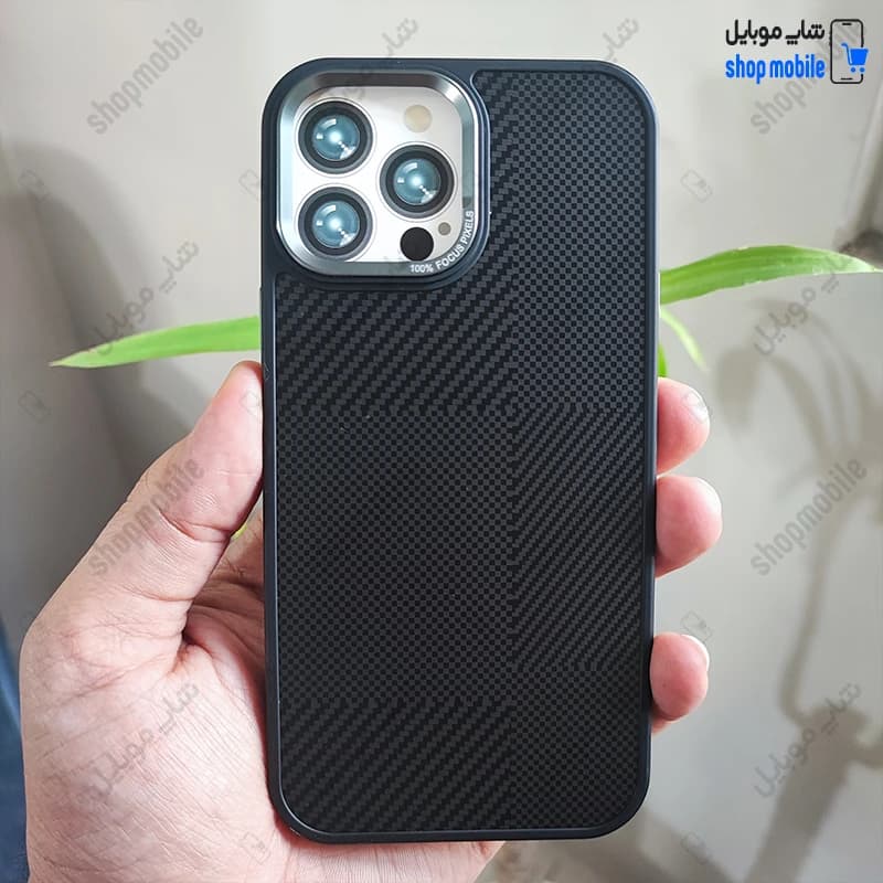 قاب گوشی آیفون 13 پرو مکس (کاور اورجینال Fashion Case طرح پیکسلی رنگ مشکی و خاکستری)