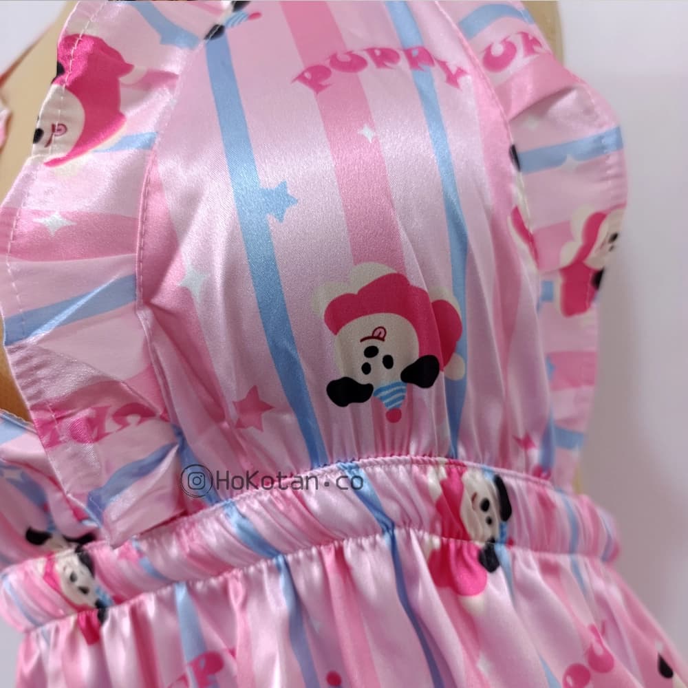 لباس خواب ساتن کوتاه عروسکی طرح puppy کد 03 — تصویر ۳