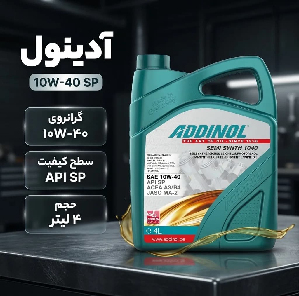 روغن موتور آدینول مدل 10w40 sp حجم 4 لیتر — تصویر ۲