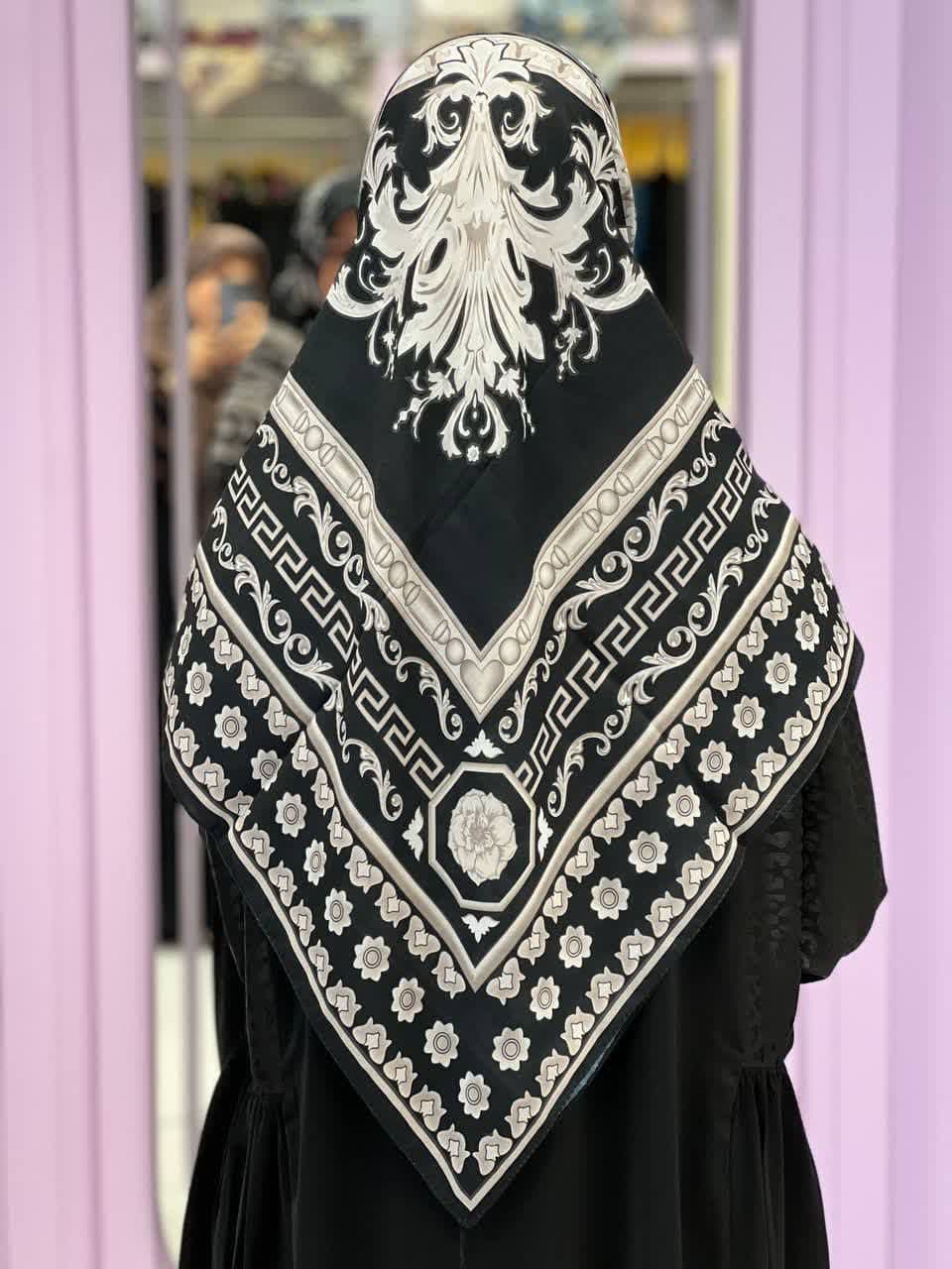 ست کیف و روسری زنانه طرح جدید سورنا مشکی طوسی کیفیت عالی کد mo816 — تصویر ۳