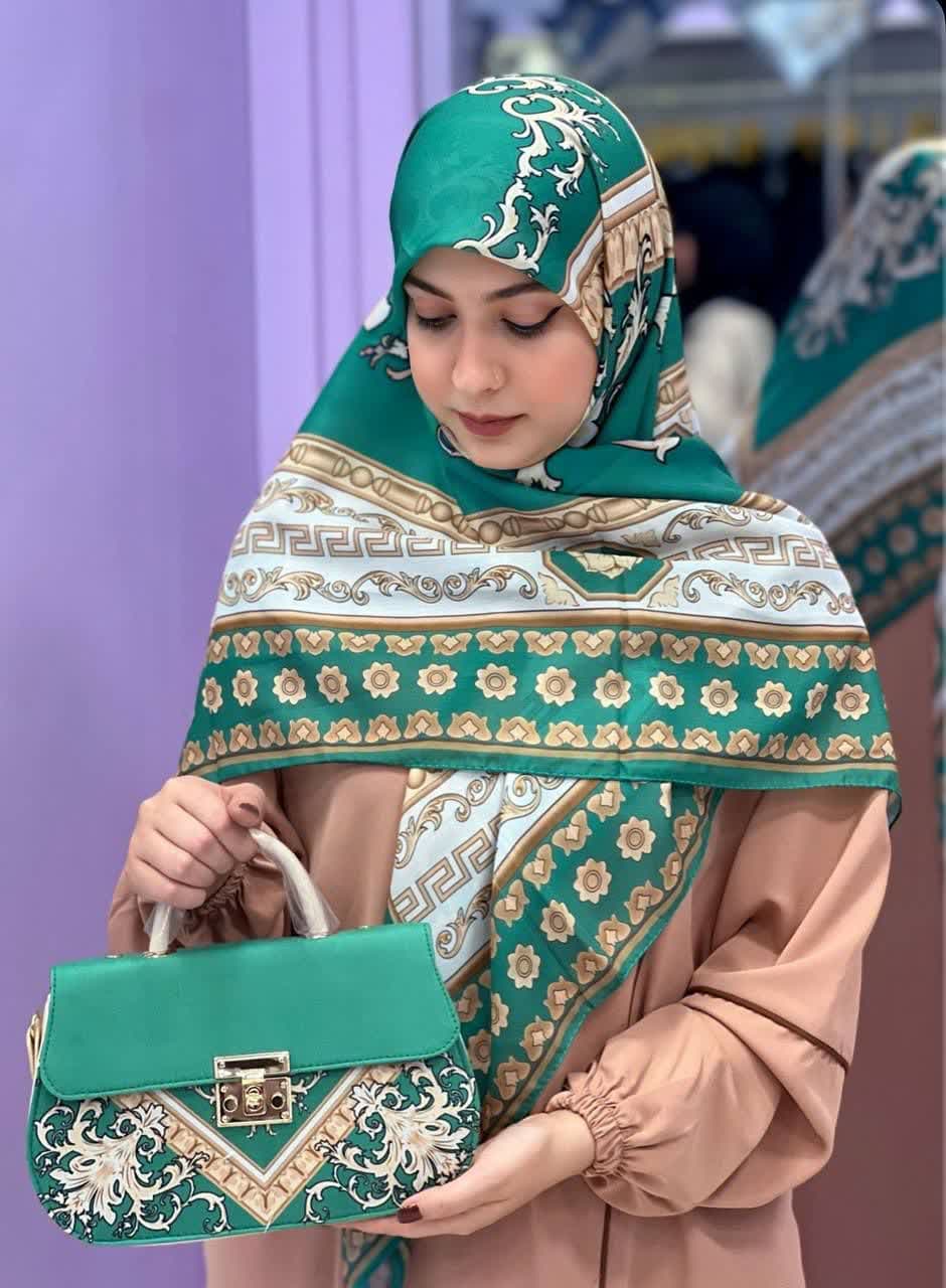 ست کیف و روسری زنانه طرح جدید سورنا سبز کیفیت عالی کد mo815 — تصویر ۲