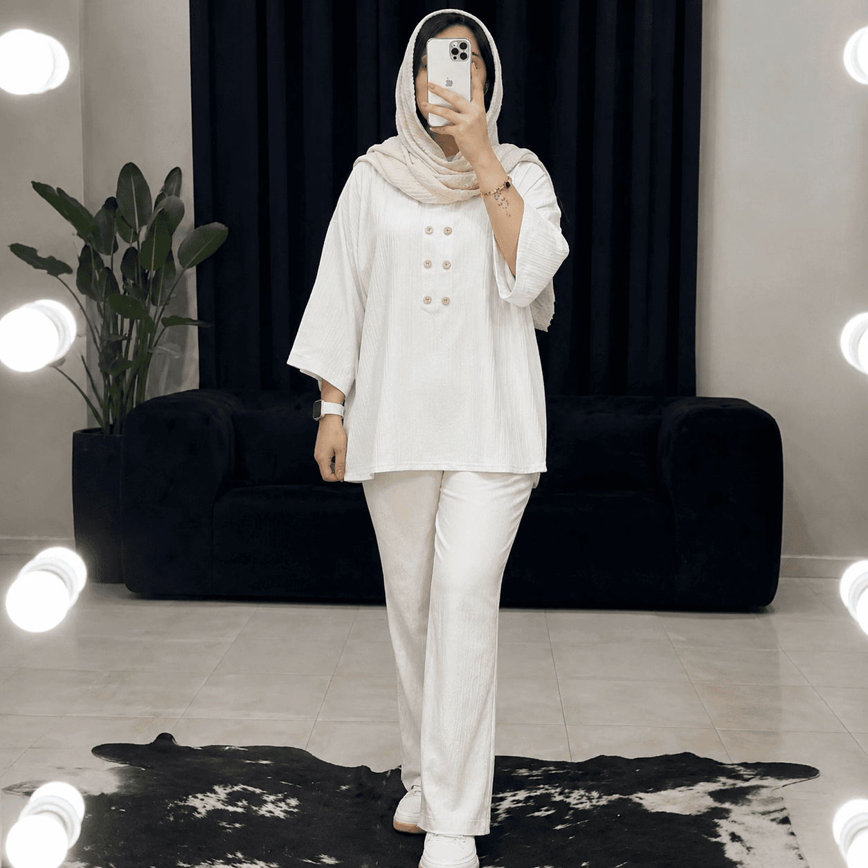 مانتو زنانه سفید ایوا مناسب فصل 40212 A