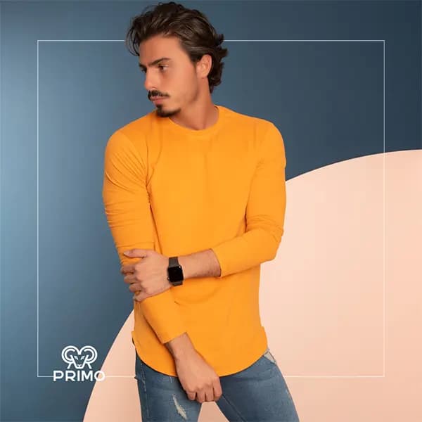 تیشرت پنبه مردانه مدل آستین بلند ساده
