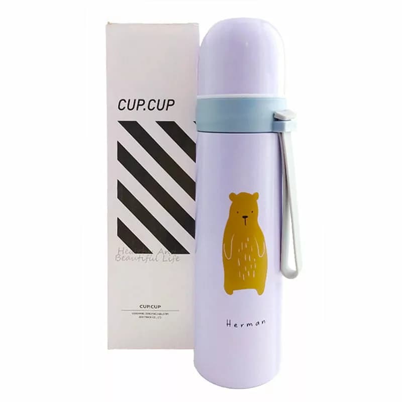 فلاسک کودک استیل درب پیچی 500ml كارتونی Cup.Cup