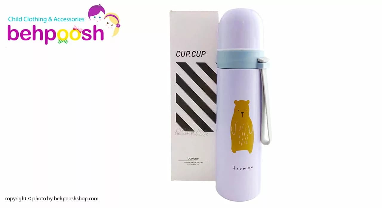 فلاسک کودک استیل درب پیچی 500ml كارتونی Cup.Cup — تصویر ۲
