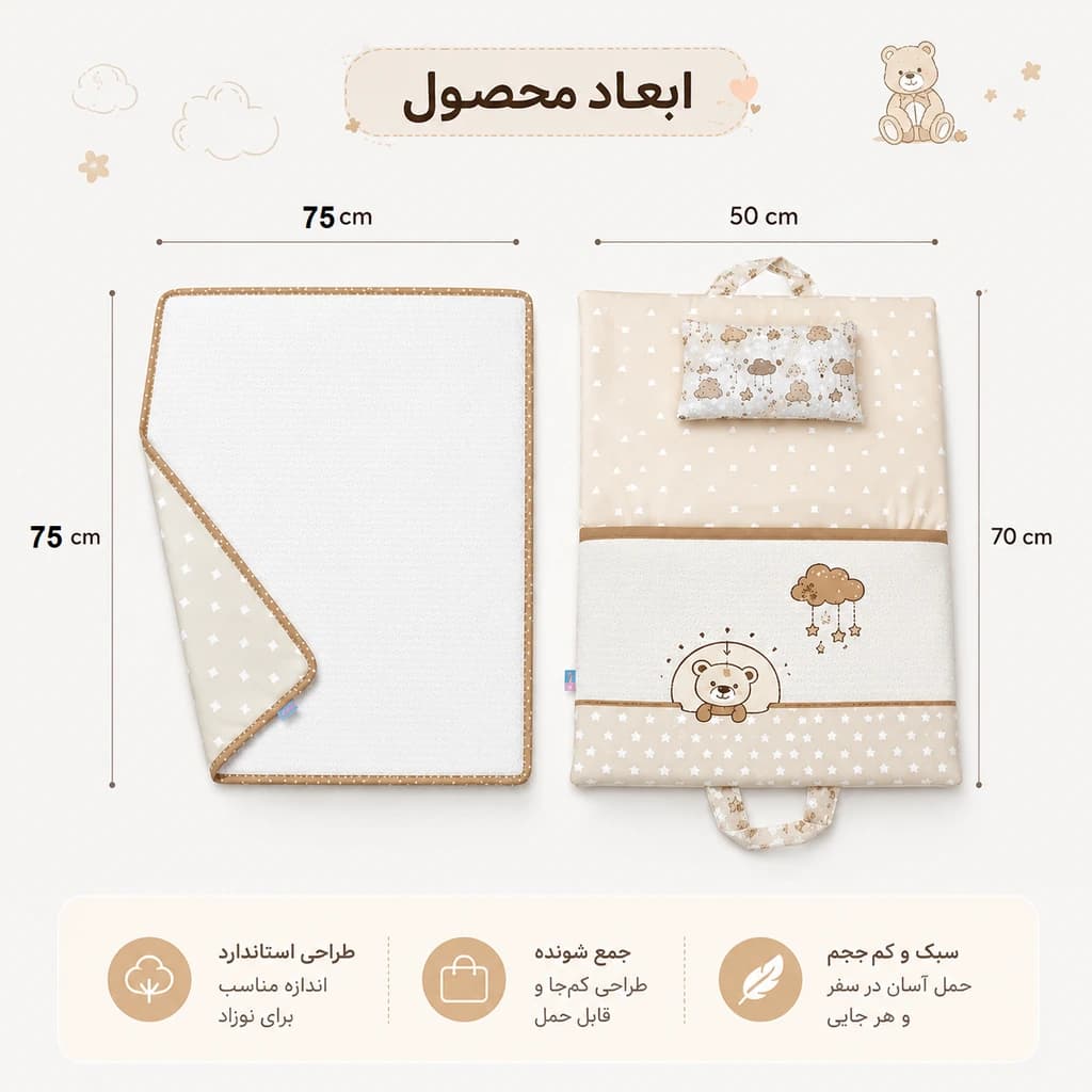 سرویس سه تکه مسافرتی نوزاد Teddy Bear رزبرن RoseBorn کد 2150294 — تصویر ۵