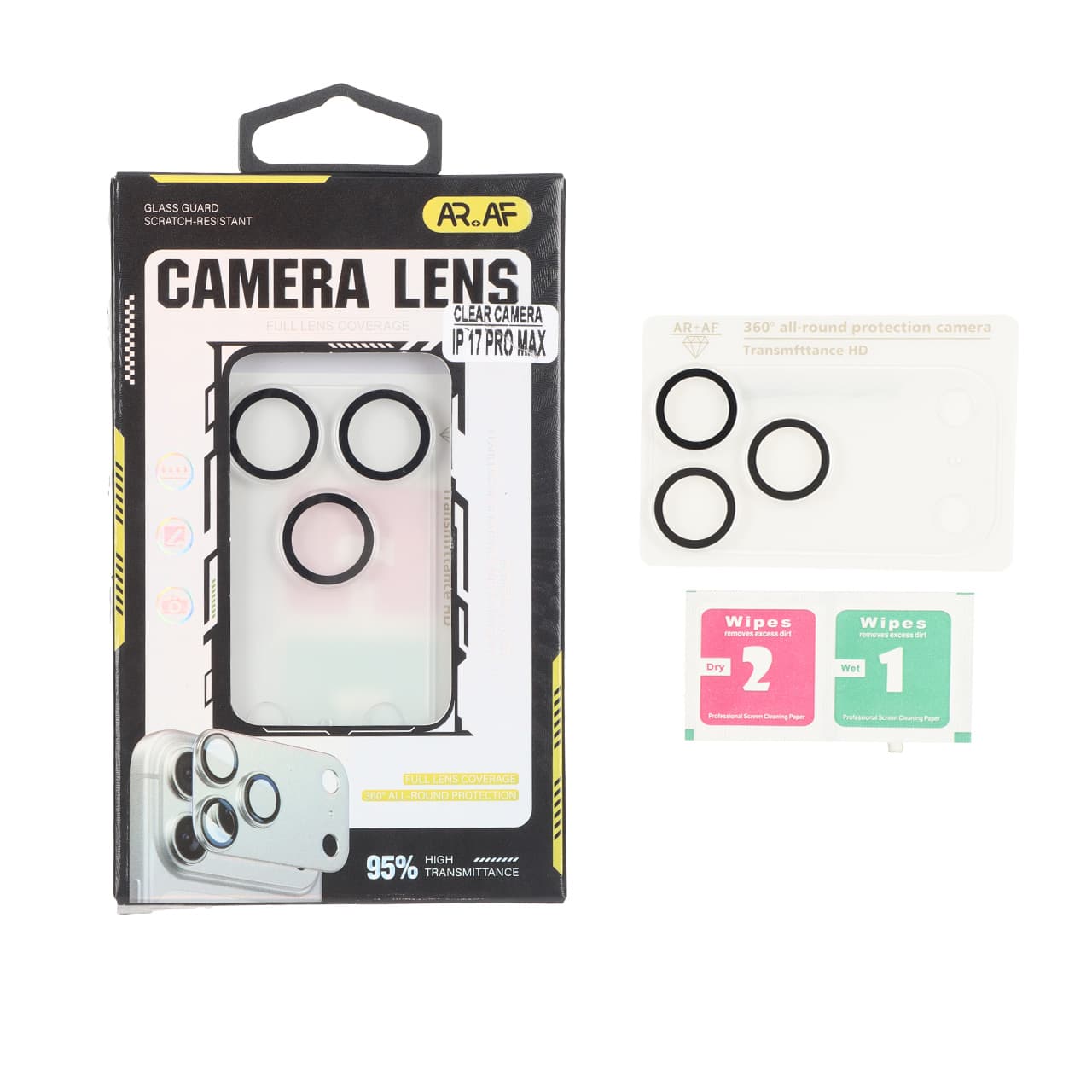محافظ لنز اورجینال Full Cover شیشه ای Camera Lens مدل Apple iPhone 17 Pro Max – مشکی (پک دار) – MPS