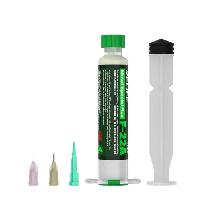 خمیر فلاکس مخصوص فلزات سرنگی ریلایف مدل Relife F-22A حجم 10cc