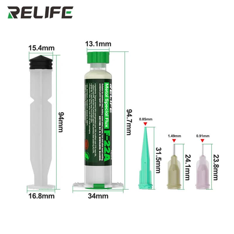 خمیر فلاکس مخصوص فلزات سرنگی ریلایف مدل Relife F-22A حجم 10cc — تصویر ۶