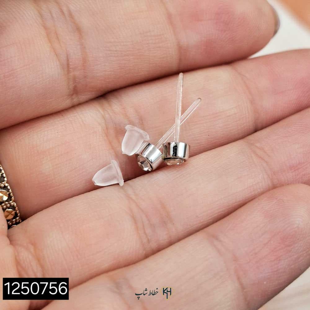 گوشواره ضدحساسیت نگین دار (تک نگین متوسط) — تصویر ۲