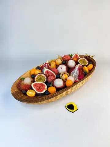 ظرف میوه خوری چوبی پشت تراش بیضی بزرگ
