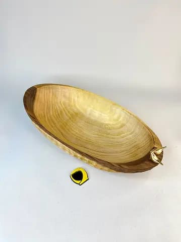 ظرف میوه خوری چوبی پشت تراش بیضی بزرگ — تصویر ۲