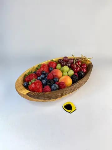 ظرف میوه خوری چوبی پشت تراش بیضی متوسط