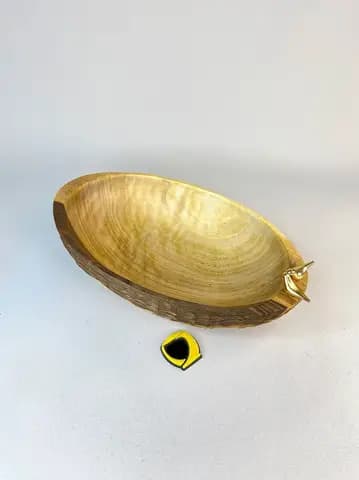 ظرف میوه خوری چوبی پشت تراش بیضی متوسط — تصویر ۲