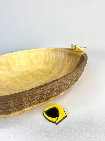 ظرف میوه خوری چوبی پشت تراش بیضی متوسط — تصویر ۳