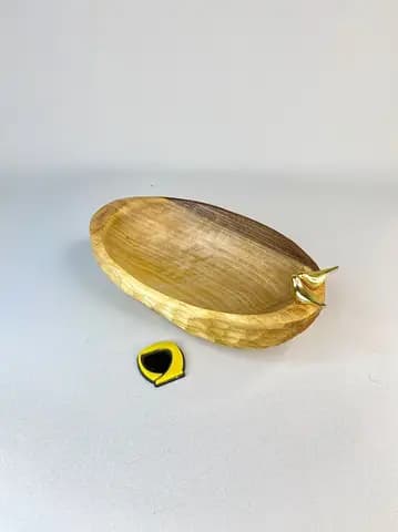 ظرف میوه خوری چوبی پشت تراش بیضی کوچک — تصویر ۲