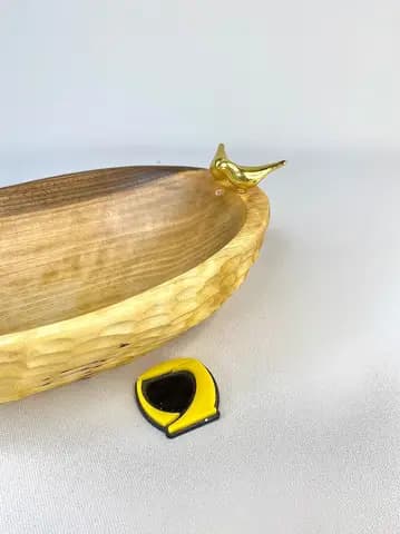 ظرف میوه خوری چوبی پشت تراش بیضی کوچک — تصویر ۳