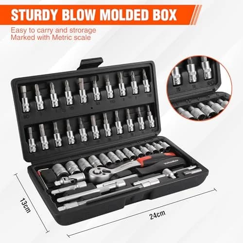 مجموعه جعبه بکس 46 عددی درایو 1/4 اینچ ValueMax مدل V003001 — تصویر ۲