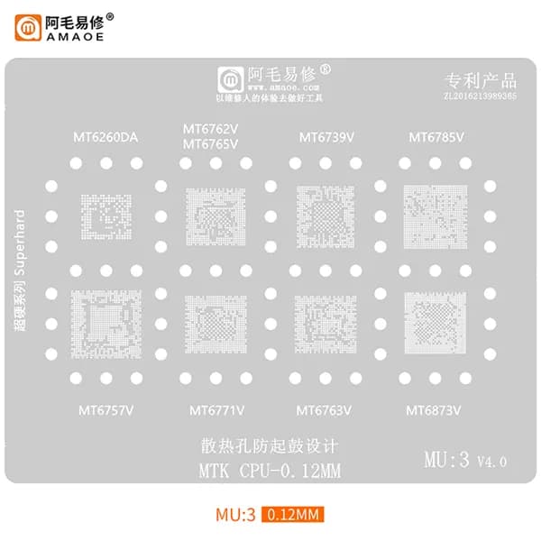 شابلون CPU مدیاتک AMAOE سری کامل (MU:x)