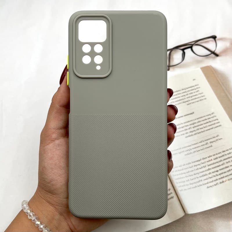 قاب گوشی Redmi Note 11 Pro / Redmi Note 12 Pro 4G شیائومی Hybrid Case سیلیکونی داخل پارچه ای اسپرت محافظ لنز دار طوسی کد 977406