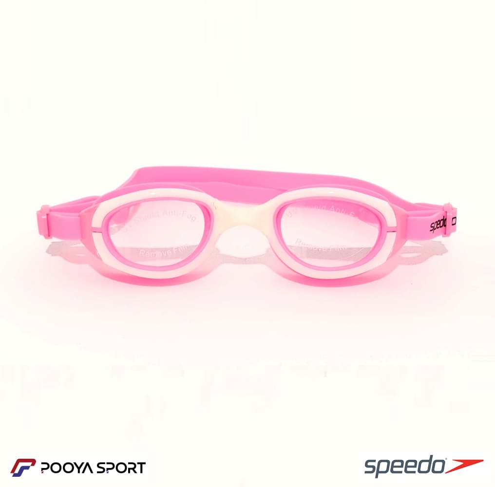 عینک شنا بچه گانه ژله ای رنگی اسپیدو Speedo صورتی- سفید — تصویر ۳
