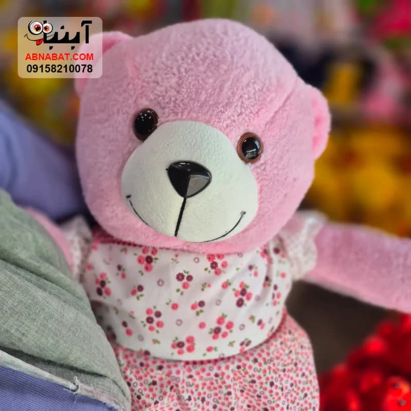 عروسک خرس ۷۰ سانت لباسدار صورتی 70 سانتی کد 1536 — تصویر ۴